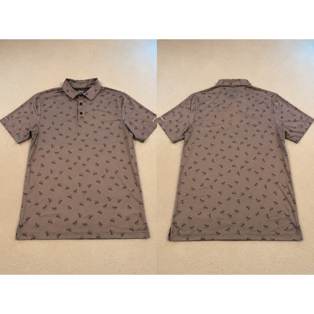 Snake Eyes Shirt Men's MEDIUM  AOP GOLF CART  GRAY Performance Golf Polo